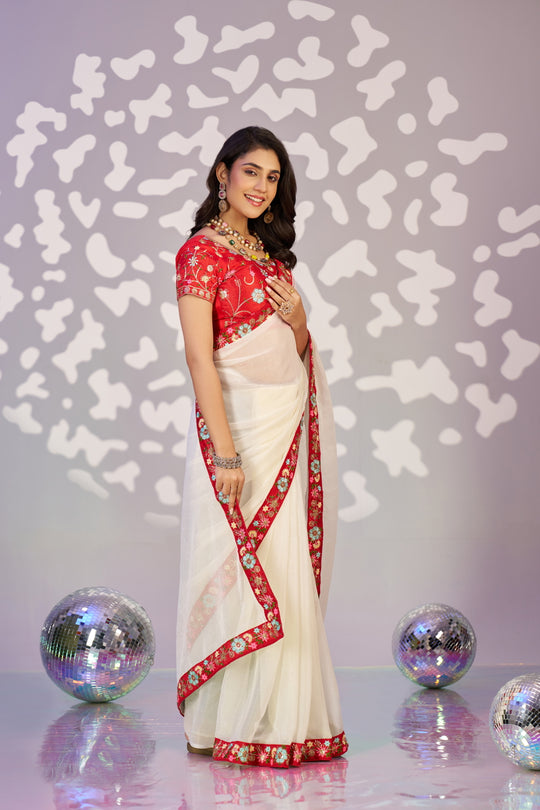 Ready To Wear Simmer Embroidered Lace Border With Embroidered Sequins Blouse Piece