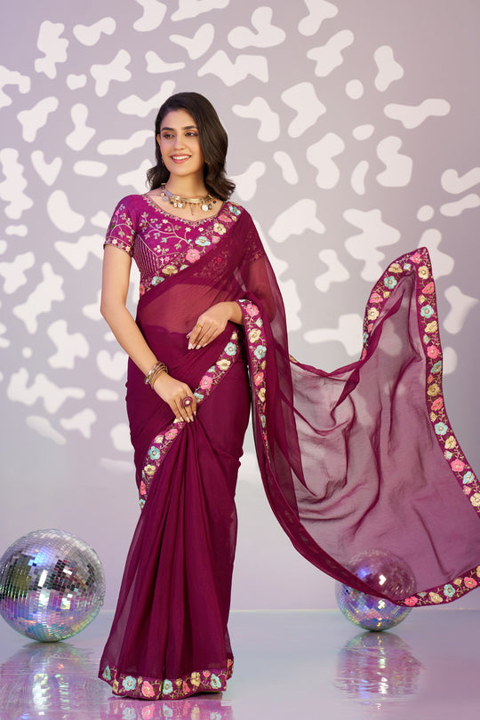 Ready To Wear Simmer Embroidered Lace Border With Embroidered Sequins Blouse Piece