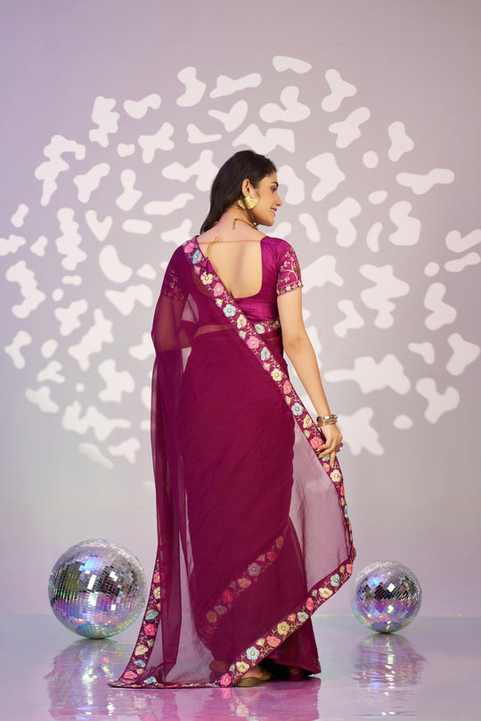 Ready To Wear Simmer Embroidered Lace Border With Embroidered Sequins Blouse Piece