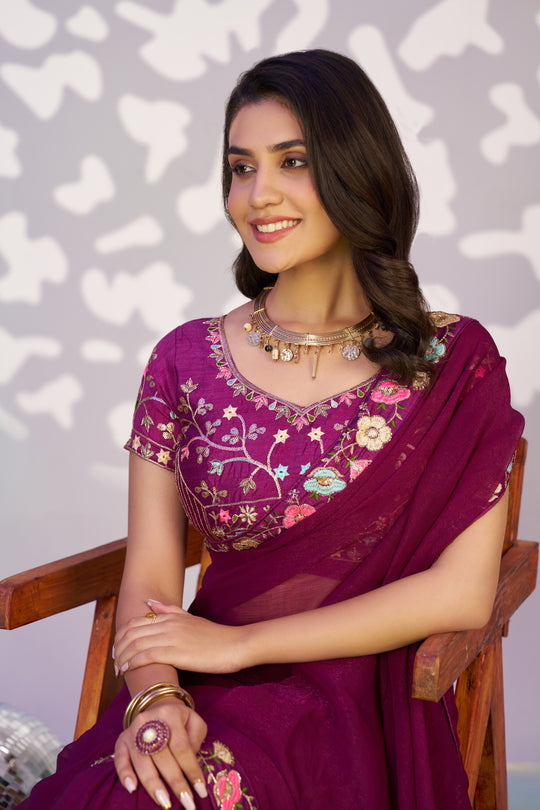 Ready To Wear Simmer Embroidered Lace Border With Embroidered Sequins Blouse Piece