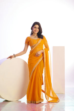 Ready To Wear Simmer Embroidered Lace Border With Embroidered Sequins Blouse Piece