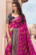 Womens South Silk Blue Saree With Blouse Piece