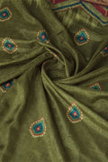 Green Cotton Silk Saree With Blouse Piece