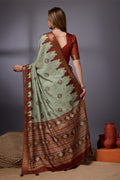 Sea Green Cotton Silk Saree With Blouse Piece