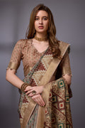 Beige Cotton Silk Saree With Blouse Piece