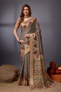 Beige Cotton Silk Saree With Blouse Piece