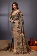 Beige Cotton Silk Saree With Blouse Piece