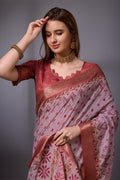 Pink Cotton Silk Saree With Blouse Piece