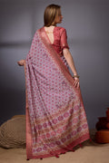 Pink Cotton Silk Saree With Blouse Piece