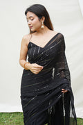 Black Georgette Saree With Blouse Piece