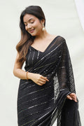 Black Georgette Saree With Blouse Piece