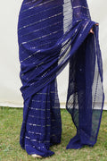 Blue Georgette Saree With Blouse Piece