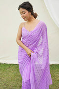 Lavender Georgette Saree With Blouse Piece