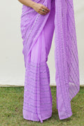 Lavender Georgette Saree With Blouse Piece