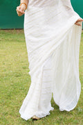 White Georgette Saree With Blouse Piece