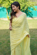 Yellow Georgette Saree With Blouse Piece