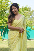 Yellow Georgette Saree With Blouse Piece