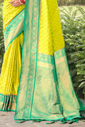 Yellow Banarasi Silk Saree With Blouse Piece