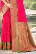 Magenta Banarasi Silk Saree With Blouse Piece