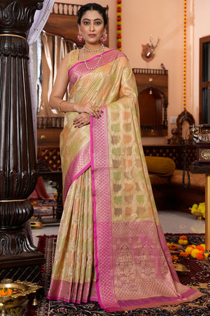 Buttermilk Beige Silk Saree