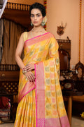 Canery Yellow Silk Saree