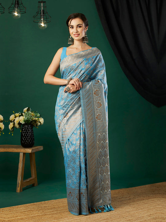 Linen Cotton Banarasi Silk Saree With Blouse Piece
