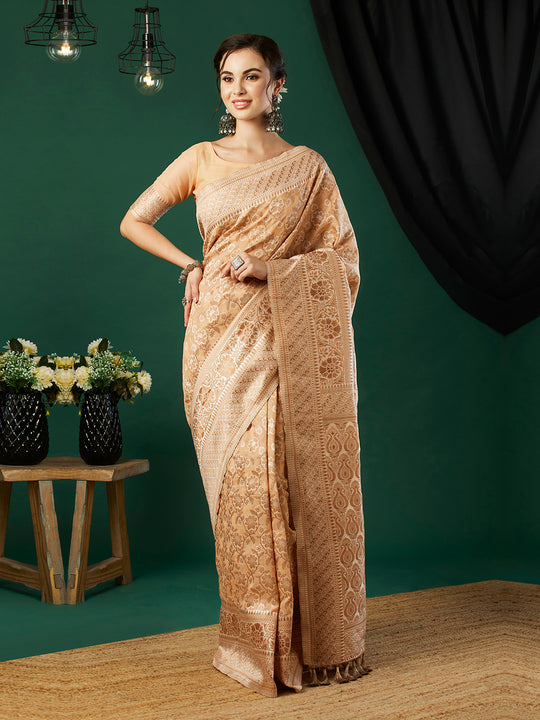 Linen Cotton Banarasi Silk Saree With Blouse Piece