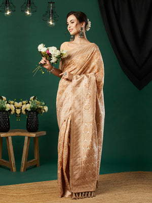 Linen Cotton Banarasi Silk Saree With Blouse Piece