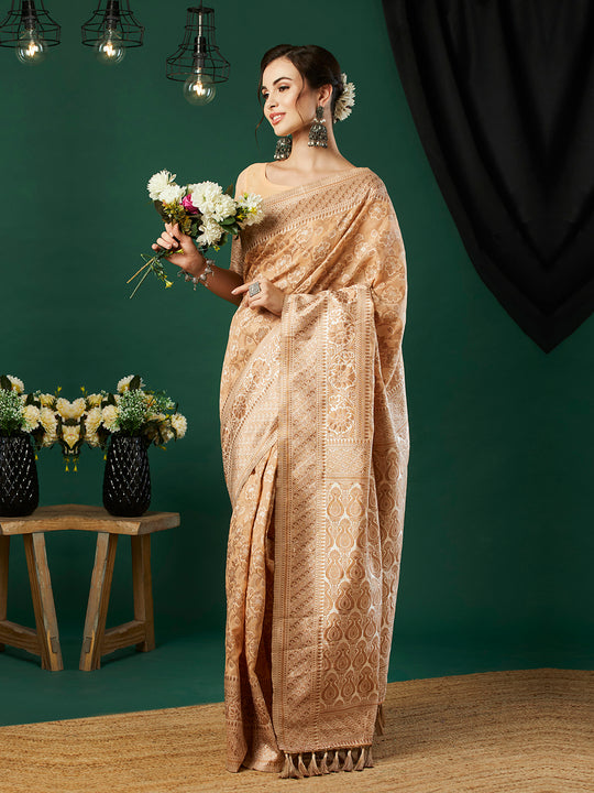 Linen Cotton Banarasi Silk Saree With Blouse Piece