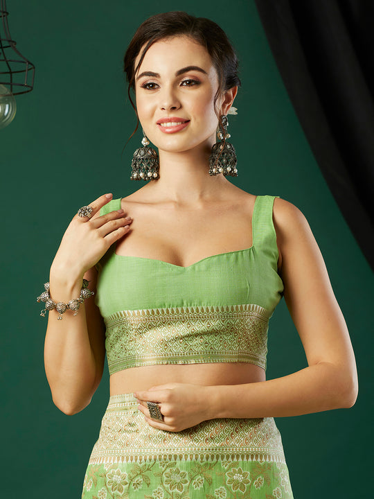 Linen Cotton Banarasi Silk Saree With Blouse Piece