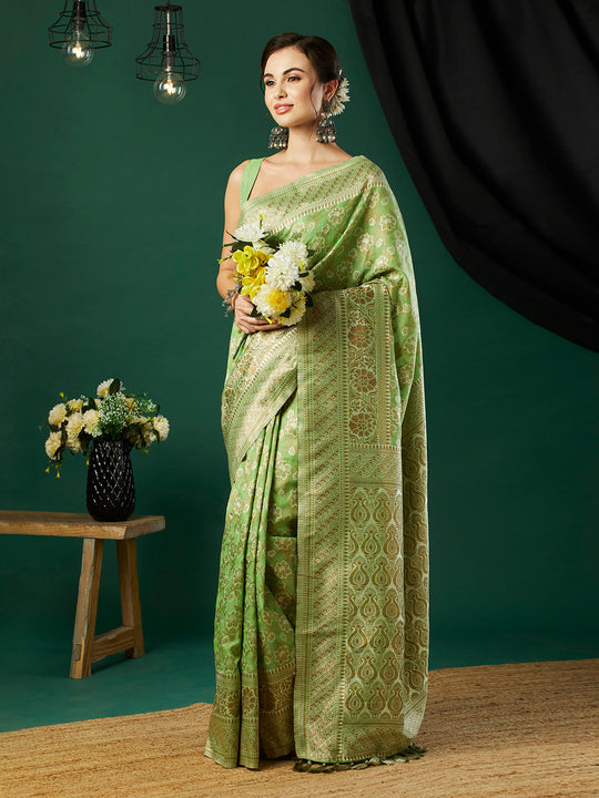 Linen Cotton Banarasi Silk Saree With Blouse Piece