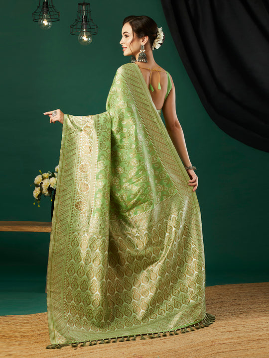 Linen Cotton Banarasi Silk Saree With Blouse Piece