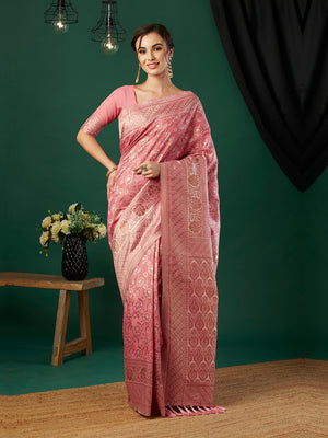 Linen Cotton Banarasi Silk Saree With Blouse Piece
