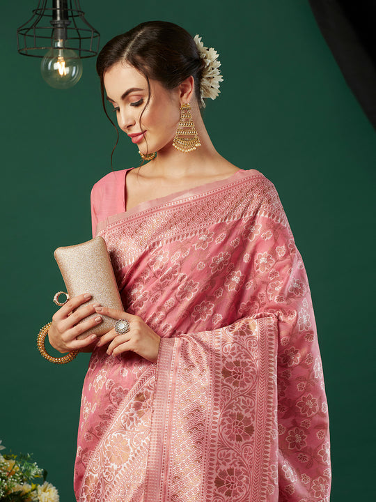 Linen Cotton Banarasi Silk Saree With Blouse Piece