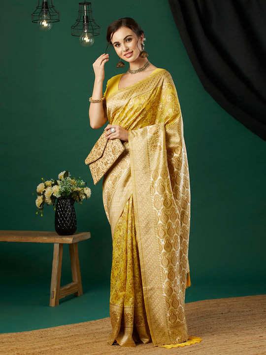 Linen Cotton Banarasi Silk Saree With Blouse Piece