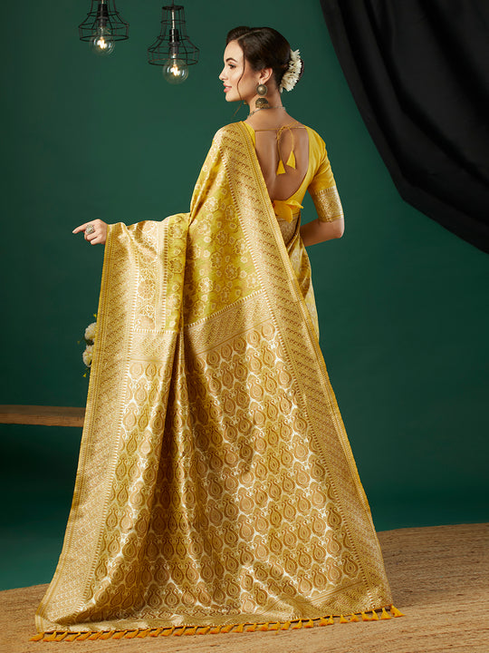 Linen Cotton Banarasi Silk Saree With Blouse Piece
