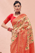 Coral Orange Kanjivaram Saree