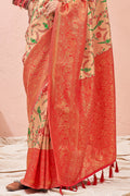 Coral Orange Kanjivaram Saree