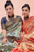 Coral Orange Kanjivaram Saree