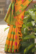 Womens Banarasi Silk Yellow Saree With Blouse Piece