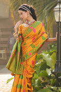 Womens Banarasi Silk Yellow Saree With Blouse Piece