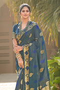 Sapphire Blue Banarasi Saree