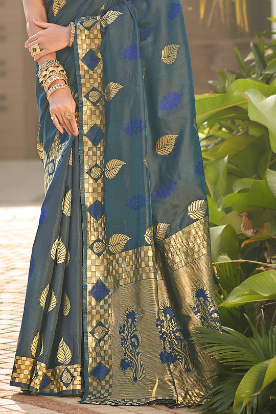 Sapphire Blue Banarasi Saree