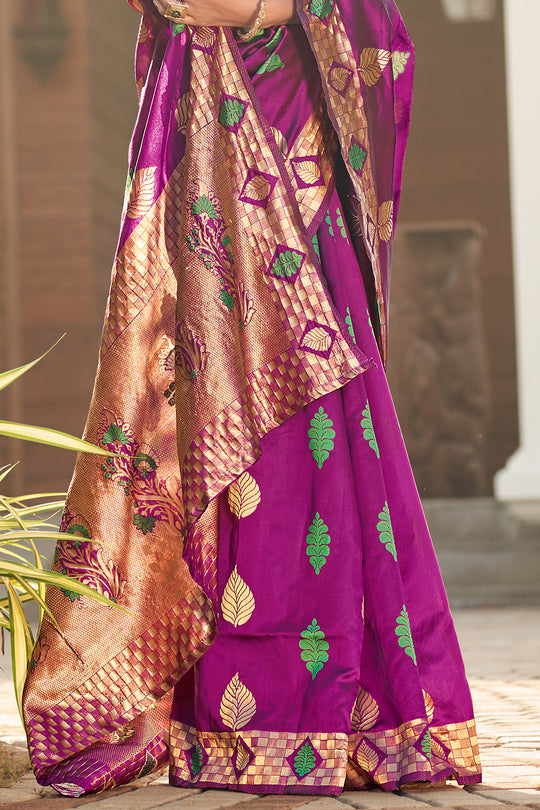 Jam Violet Banarasi Saree