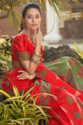 Scarlet Red Banarasi Saree