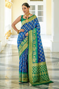 Blue Banarasi Silk Saree With Blouse Piece