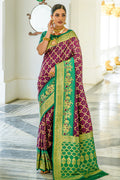 Purple Banarasi Silk Saree With Blouse Piece