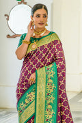 Purple Banarasi Silk Saree With Blouse Piece