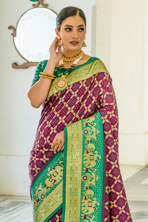 Purple Banarasi Silk Saree With Blouse Piece