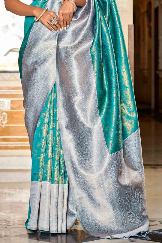 Ocean Green Banarasi Saree